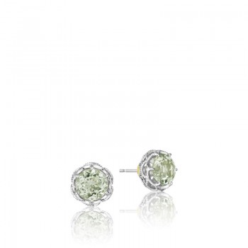 Crescent Crown Studs featuring Prasiolite Quartz